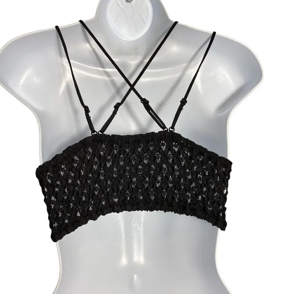 Black Lace Strappy Bra / Camisole New Size S